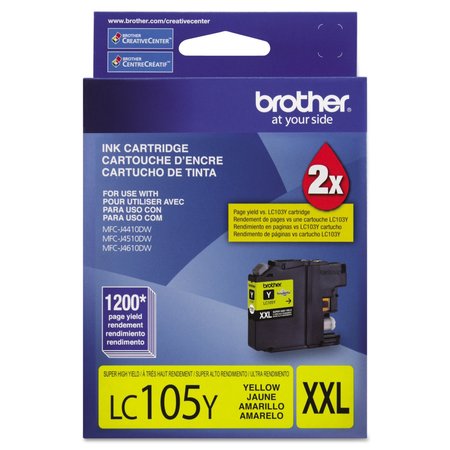 BROTHER Cartridge, Super, Hi-Yield, Yellow BRTLC105Y